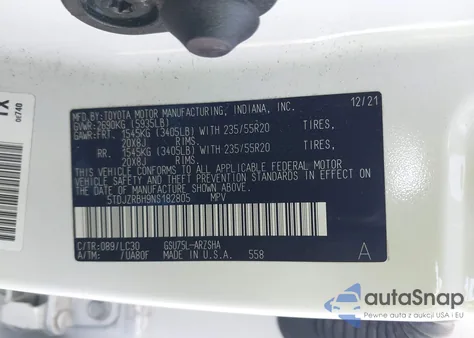 2022 Toyota Highlander Xse from USA, damaged, VIN 5TDJZRBH9NS182805